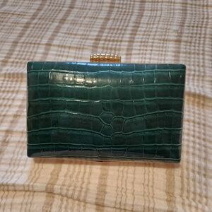 [SALE] Green And Gold Clutch With Cross Body Strap